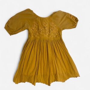 By Together sz S Golden yellow Embroidered boho babydoll embroidered mini Dress
